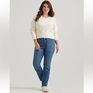 NWT! Lee Plus Size Straight Leg Blue Jeans Women's 30W Long Motion Regular Fit